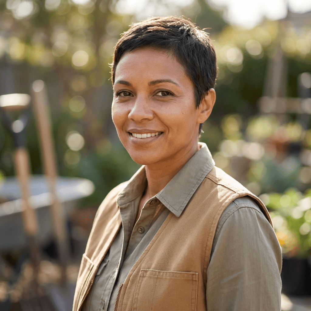 Sarah Mendez examining the detailed gunite pool construction work completed by EverBlue Pools