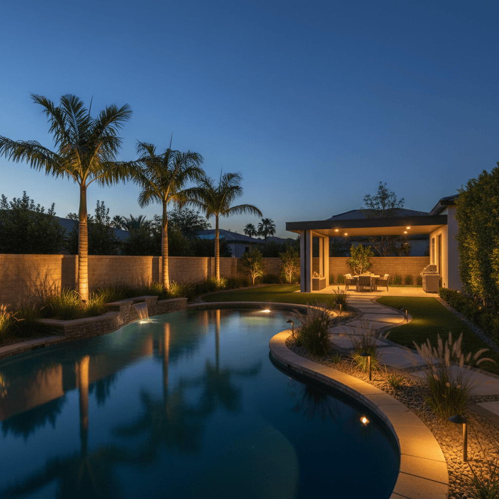 Outdoor landscape lighting installation