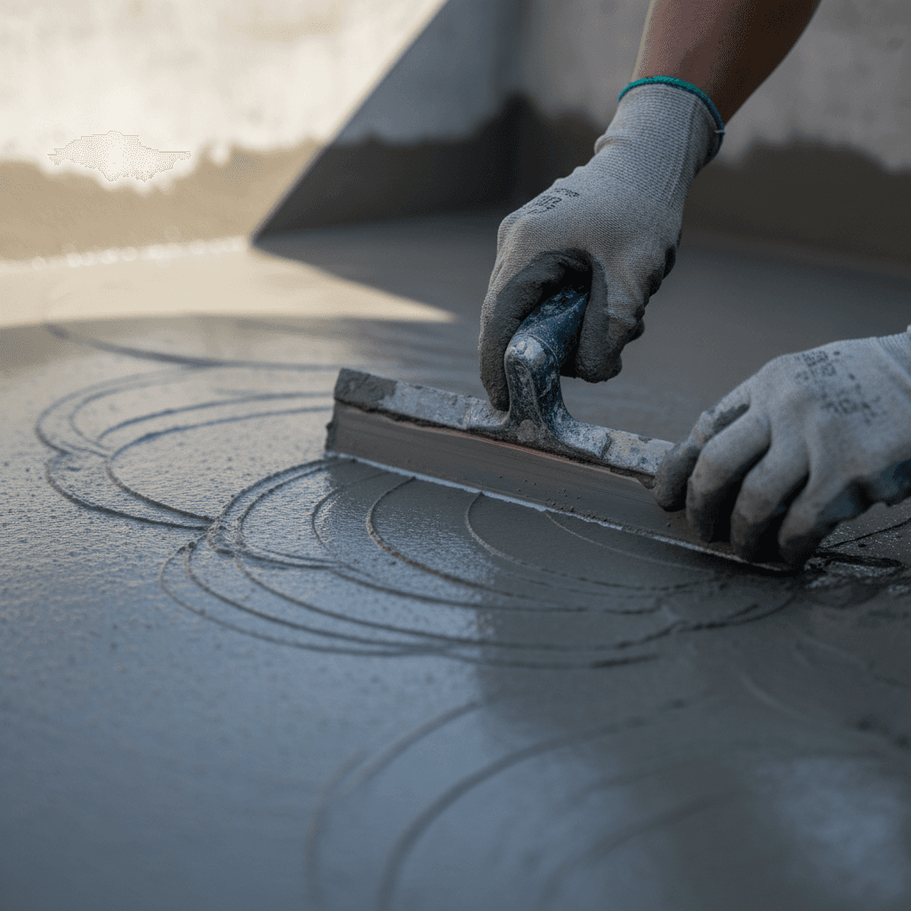 Pool plaster finishing work in progress