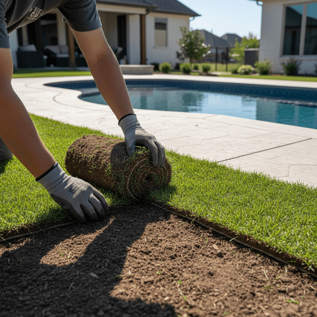 Sod installation and landscape finishing